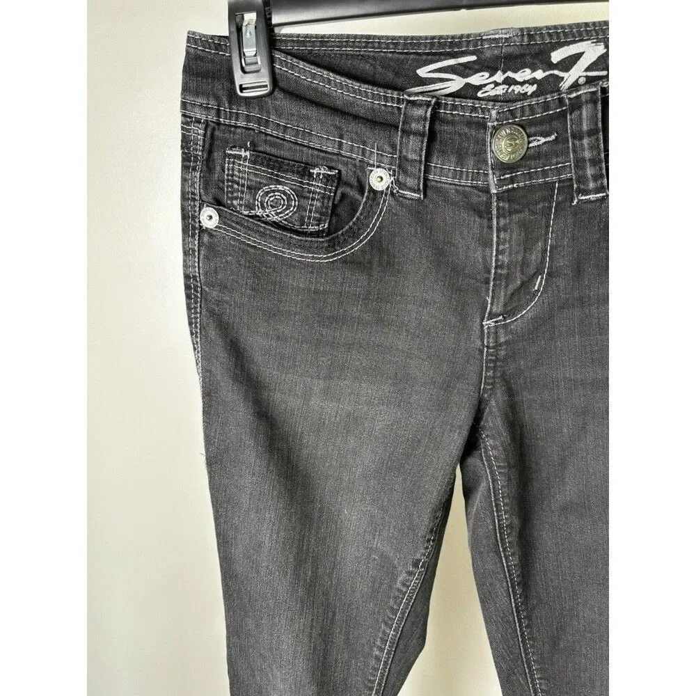 Seven7 Jeans Women Size 8 Skinny Dark Wash Five Pockets Stretch Denim Black
